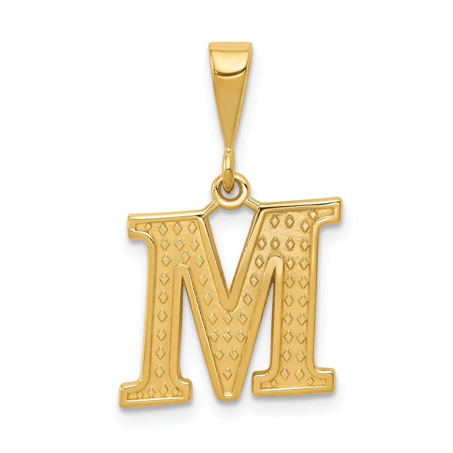 14K SOLID YELLOW GOLD INITIAL NECKLACE, LETTER M NECKLACE | eBay